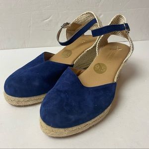 Paseart Espadrilles Sandals Navy Blue Strappy Sandals Suede Size 9.5 41 Spain